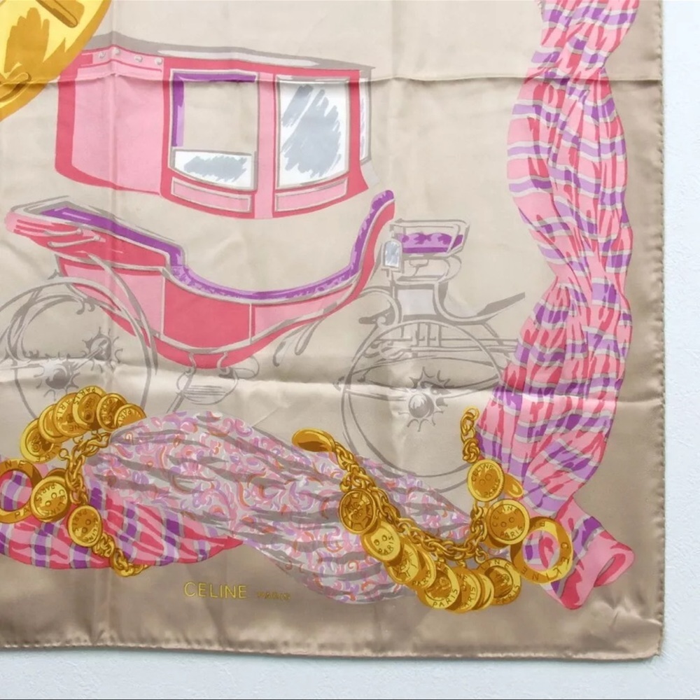 AUTH Celine Silk Scarf Pink - Picture 5 of 7